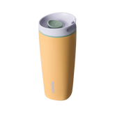 SmoothSip Slider 20oz, golden yellow body with light gray lid and mint green slider button
