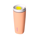 SmoothSip Slider 20oz, peach orange body with white lid and yellow slider button