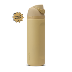 FreeSip 24oz Autumn Vista; warm sandy tan body with matching tan flip cap, lighter cream-tan carry loop, and tan lid