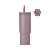 24oz Tumbler in Spring Revival; muted mauve-purple body with matching mauve lid and matching mauve straw