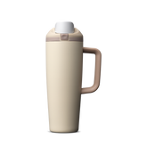 FreeSip Tumbler 30oz, cream/off-white body with matching white lid and handle