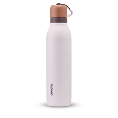 Owala white and brown 24oz FreeSip Twist water bottle.