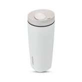 SmoothSip Slider 20oz in Shy Marshmallow, white body with off-white lid, white slider button, dark gray accent ring, and gray Owala logo
