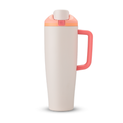FreeSip Tumbler 40oz Sparkling Sherbet, cream body with peach orange flip cap, pink push-button, cream lid, and coral pink handle