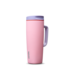 SmoothSip Slider with Handle 24oz in Sugar High, soft pink body with lavender slider lid, lavender handle, and orange slider button