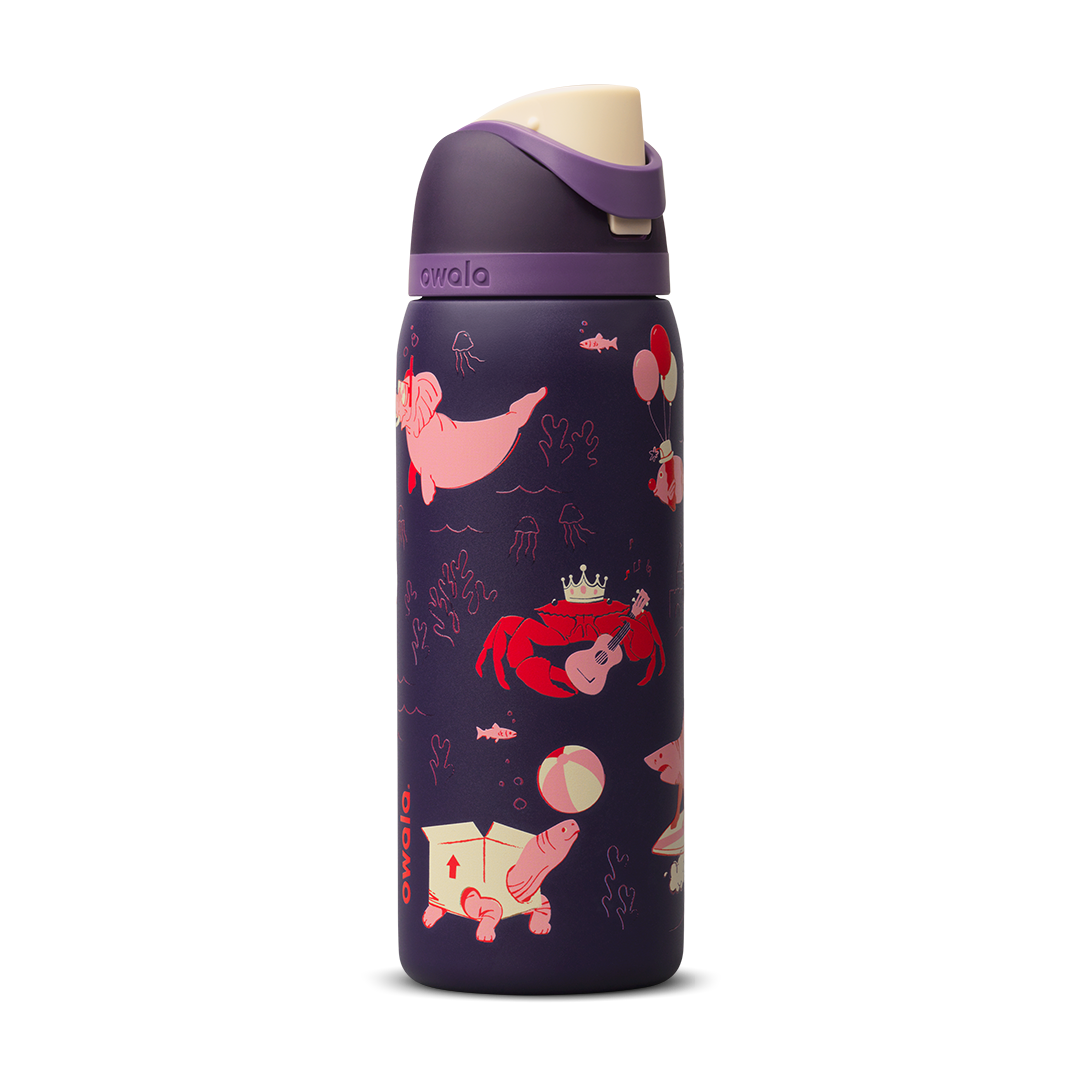 Owala Birthday Bash Go Halvsies 32oz FreeSip bottle in deep purple-plum
