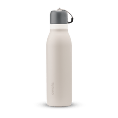 FreeSip Twist UK 18oz, off-white cream insulated water bottle with gray twist cap and carry loop